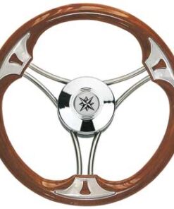 Roestvrijstalen Stuurwiel Targa 350mm met Mahonie Grip