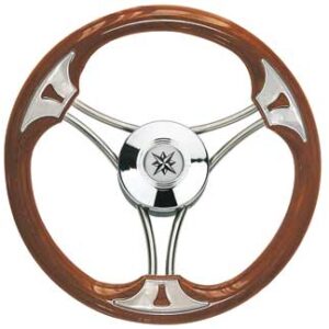 Roestvrijstalen Stuurwiel Targa 350mm met Mahonie Grip