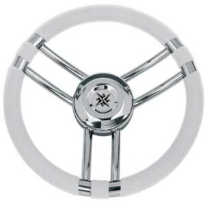 Roestvrijstalen Stuurwiel Ray met Witte Polyurethane Grip 350mm