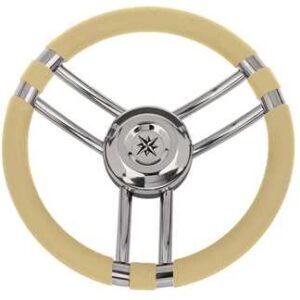 Roestvrijstalen Stuurwiel Ray met Ivory Polyurethaan Grip 350mm