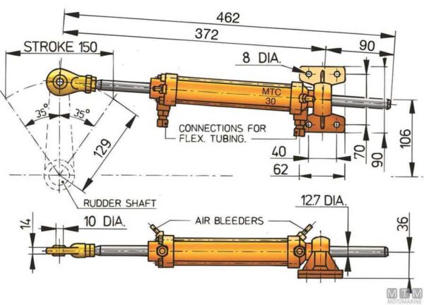 Hydraulische cilinder Vetus mtc 30 - Afbeelding 3