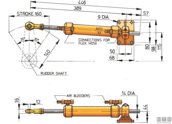 Hydraulische cilinder Vetus mtc 52 - Afbeelding 3