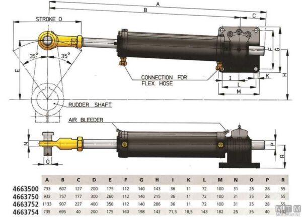 Hydraulische cilinder Vetus MT455 - Afbeelding 4