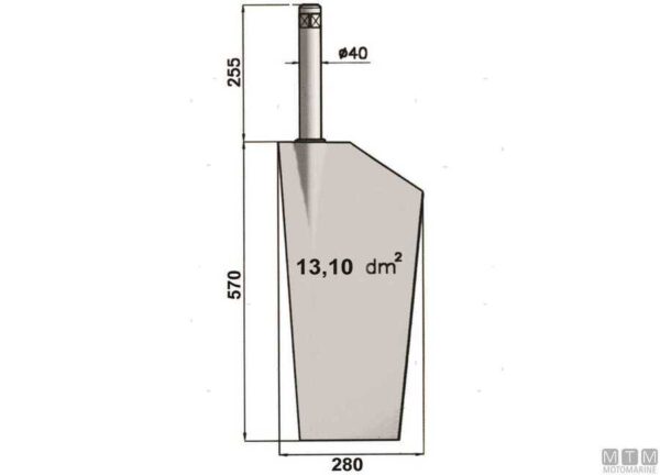 RVS Roer Tor P13 570 x 280mm - Afbeelding 2