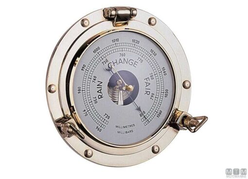 Marine Barometer in een gepolijste messing Port Hole 260mm