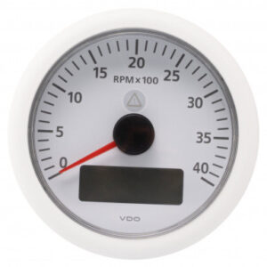 Toerenteller met urenteller VDO View-Line 12V 3000 RPM 85mm Wit