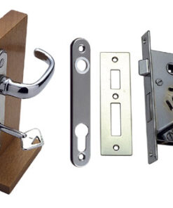 Deurvergrendeling Mortise Rechthand 93x44x12mm Verchroomd Model 4021