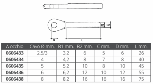 Roestvrijstalen Oog Terminal voor kabel 6mm (Persaansluitingen) - Afbeelding 2