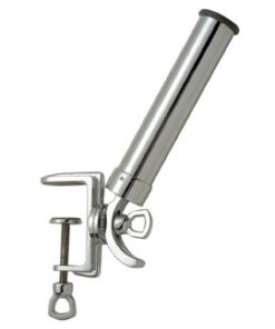 Verchroomd messing visstokhouder met verstelbare klem H400 D40mm