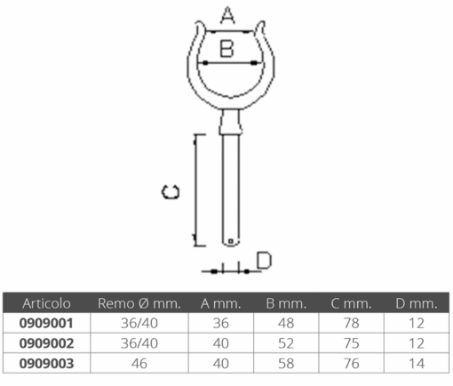 Verchroomde messing roeispaan 68x14mm - Afbeelding 2