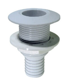 Witte plastic thru-hull voor 18mm slang