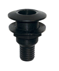 Zwarte thru-hull voor 25mm slang