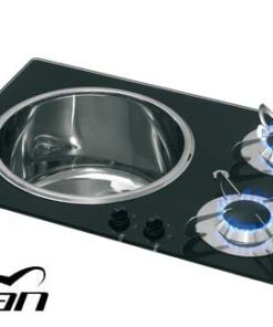 Keramisch kooktoestel Can-SB Chrystal 2 branders met gootsteen 600 x 420mm