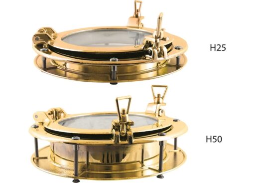 Portlight rond 264mm H25 gepolijst messing