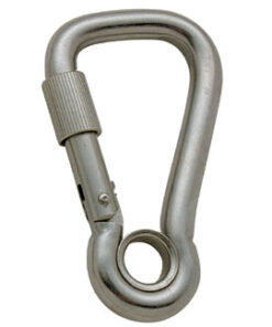 Brede karabijnhaak 8mm schroefslot met oog