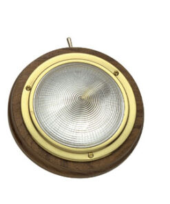 Messing dome light met teak basis 140 mm