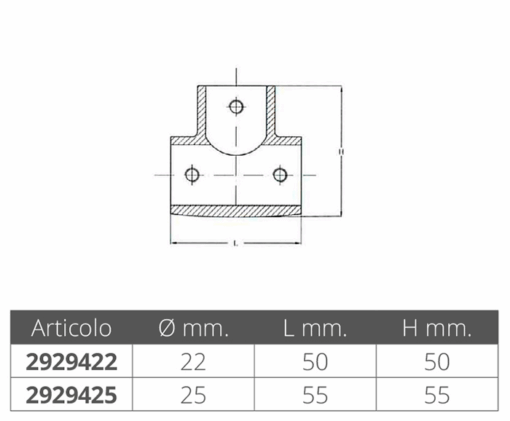 T-verbinding Recht 90 ° D25 mm roestvrij staal - Afbeelding 2
