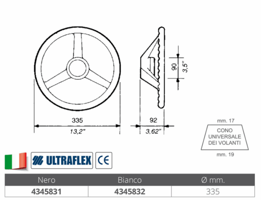 Ultraflex v32 stuurwiel Wit 335mm - Afbeelding 2