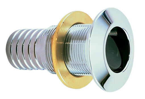 Verchroomd messing thru-hull 1 1/2" voor slang 44mm