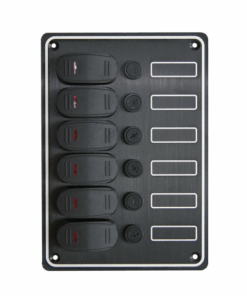 Elektrisch paneel met 6 waterdichte schakelaars 15 amp 135 x H185mm