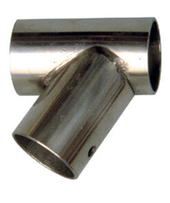 T-verbinding links gegoten 60 ° buis 22 mm roestvrij staal