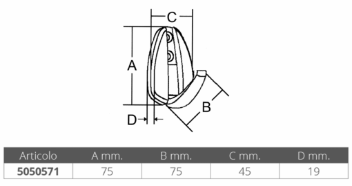 Rvs Spoelhaak 75x25mm - Afbeelding 2