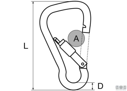 Brede Karabijnhaak 11mm Schroefslot - Afbeelding 2