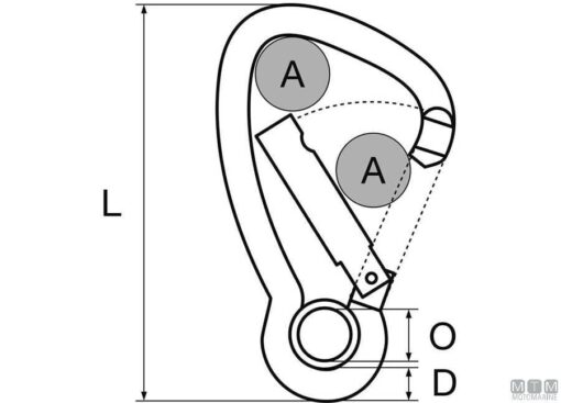 Kong Wide Karabijnhaak 8mm Grote Opening met Oog - Afbeelding 2