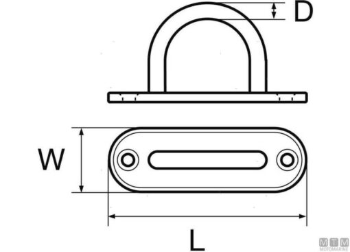 RVS Plaat met oog 6 x 60mm - Afbeelding 2