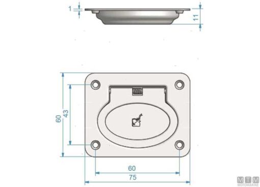 Roca roestvrijstalen hefhandvat 60 x 75 mm - Afbeelding 2