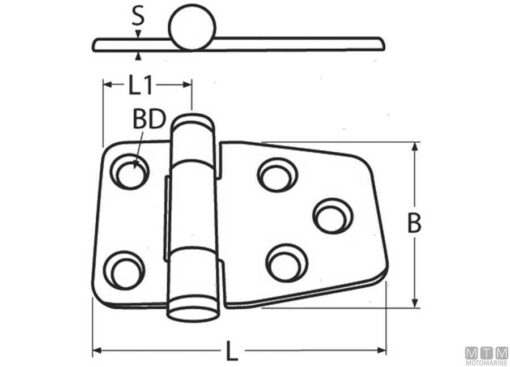 Rvs Wrijvingsscharnier 57 x 18mm (excentrisch) - Afbeelding 2