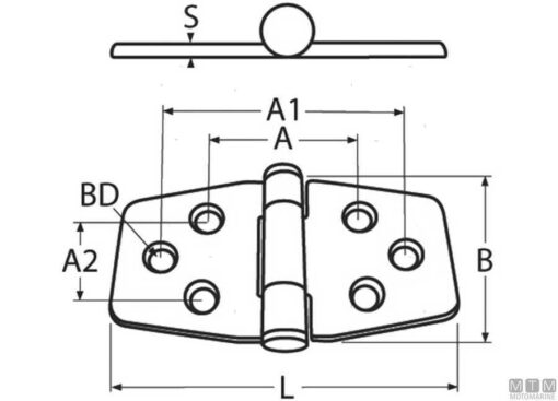 Rvs wrijvingsscharnier 76 x 42mm - Afbeelding 2