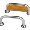 Handvat treden 30x12,5cm RVS met houten voetsteun