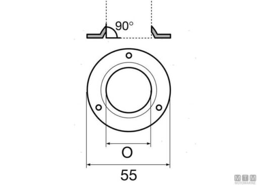 90° ronde soldeerbasis ø 22 mm - Afbeelding 2