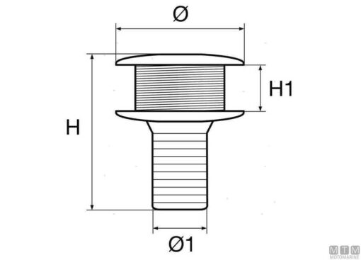 RVS Drainage Thru-hull Fitting 1" x 30 mm - Afbeelding 2