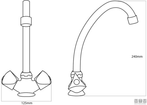 Chroom Messing Mengkraan H240mm - Afbeelding 3