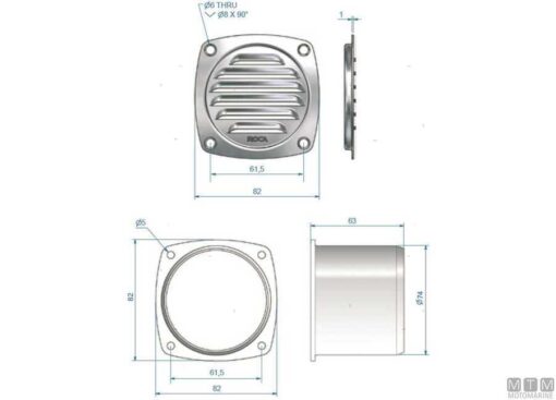 RVS Rooster met Slangconnector Roca 82 x 82 x H63mm - Afbeelding 2