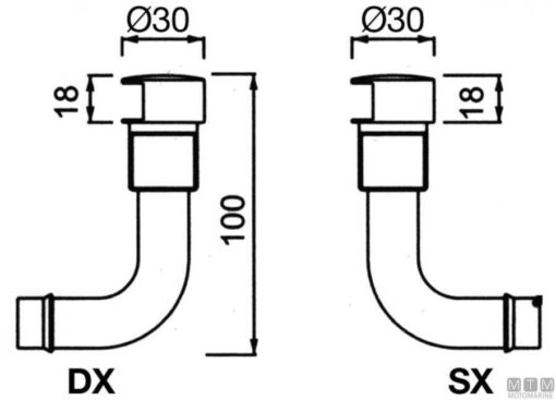 Verchroomde ontluchting 90° linkerhand voor 20mm slang - Afbeelding 2