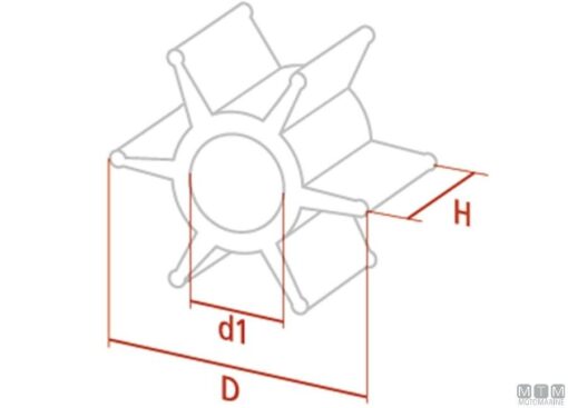 Impeller Suzuki 17461-93901/2/3 - Afbeelding 3