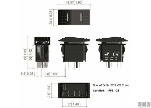Elektrische schakelaar IP68 4T (Aan)-Uit-Aan - Afbeelding 4