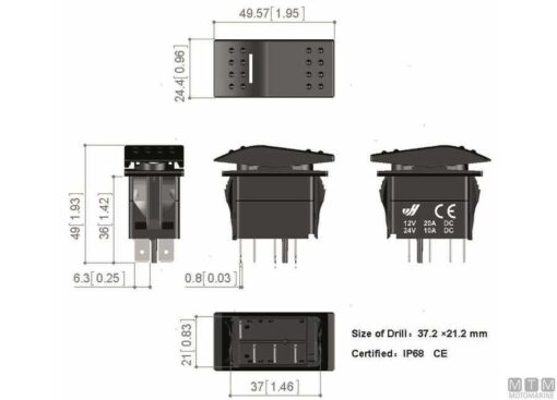 Elektrische schakelaar IP68 4T (Aan)-Uit-Aan - Afbeelding 3
