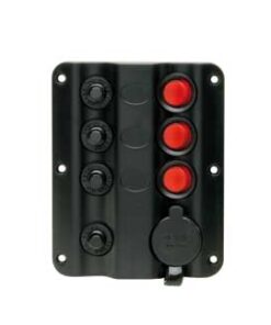 Elektrisch Paneel met 3 led Schakelaars en 12v socket 100 x H125mm