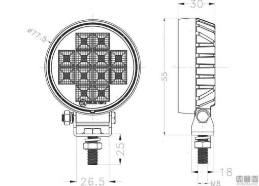 Zwart deklicht S-Line 80mm 90° Flood 12 x 1W - Afbeelding 2