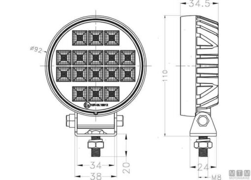 Zwarte Deklamp S-Line 80mm 90° Flood 16 x 1W - Afbeelding 3