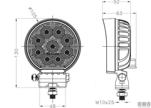 Zwarte Deklamp S-Line 110mm 30° Spot 9 x 3W - Afbeelding 2