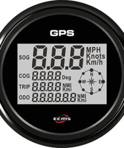 GPS Snelheidsmeter ECMS 85mm 12/24V All Black
