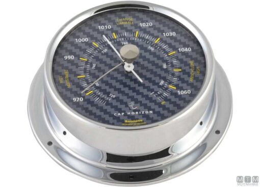 Chromen messing Thermometer & Hygrometer Carbon 70mm Cap Horizon (door Barigo)