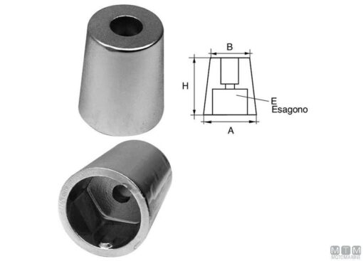 Zeshoekige Ogive Anodes voor 40 mm as - Afbeelding 2