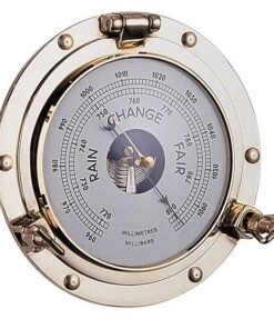 Marine Barometer in een gepolijste messing Port Hole 260mm
