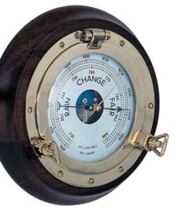 Gepolijst Messing Barometer op Mahonie Basis 320mm